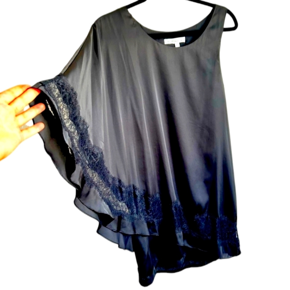BCBGeneration Black Lace One Shoulder Dress - S Flowy Cocktail Party Elegant